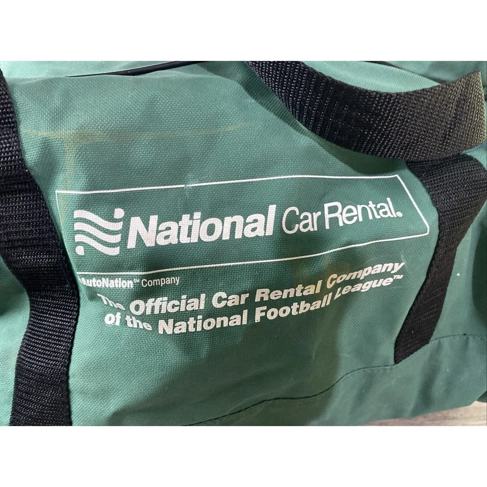NFL Duffel Bag Unisex OS Green Fair Vintage National Car Rental Logo Canvas